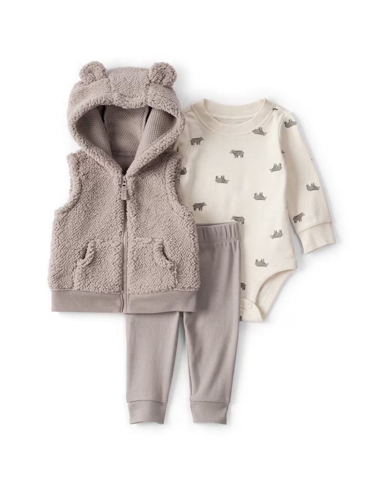 Conjunto longo bebê 3 peças com sherpa - multicor | Carter's