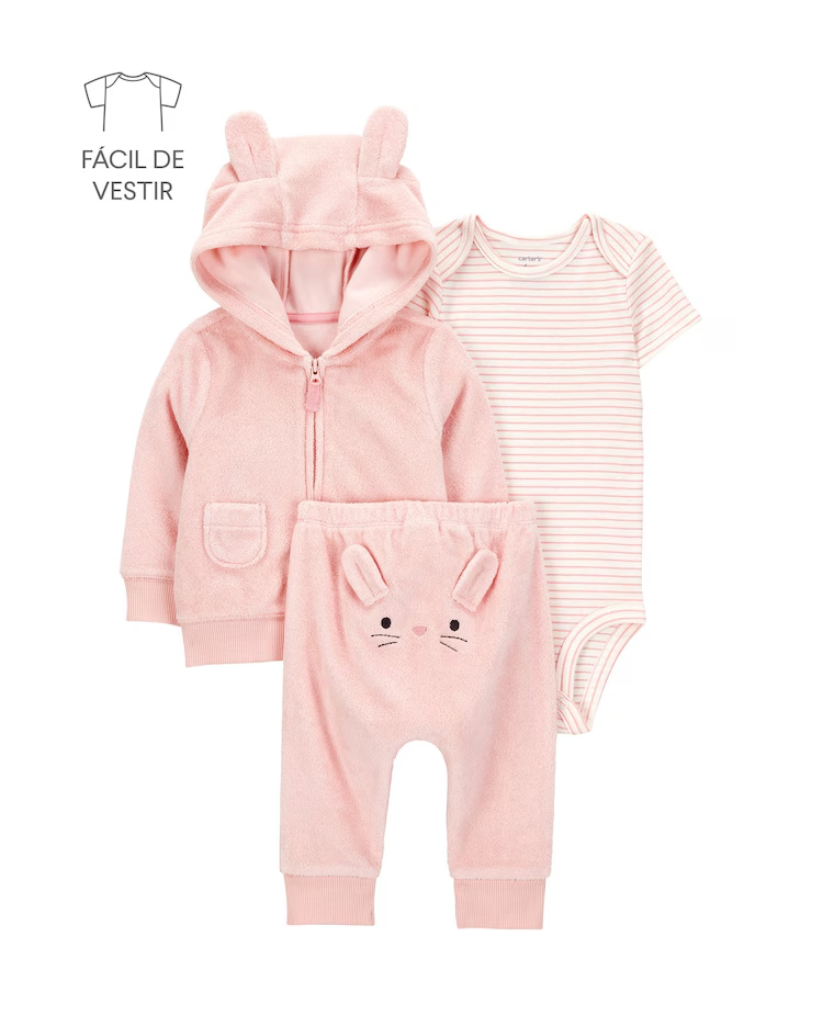 Conjunto longo bebê 4 peças atoalhados - Multicor | Carter's