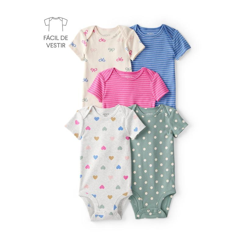 Kit body bebê 5 peças laços coração | Carter's