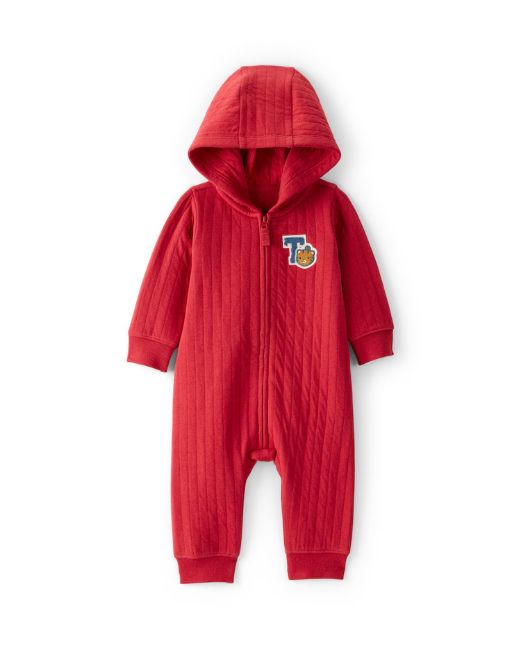 Macacão bebê com capuz matelassê - vermelho | Carter's