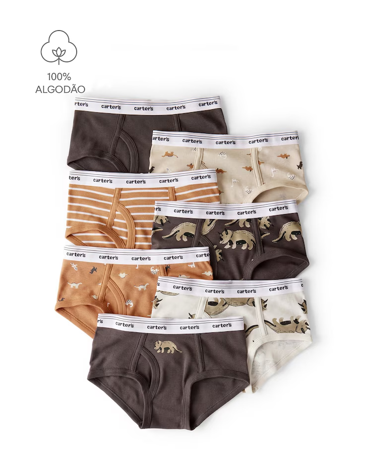 Kit cueca infantil 7 peças slip triceratops - multicor | Carter's