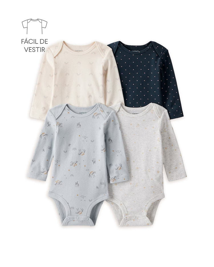 Kit body bebê 4 peças variadas - multicor | Carter's