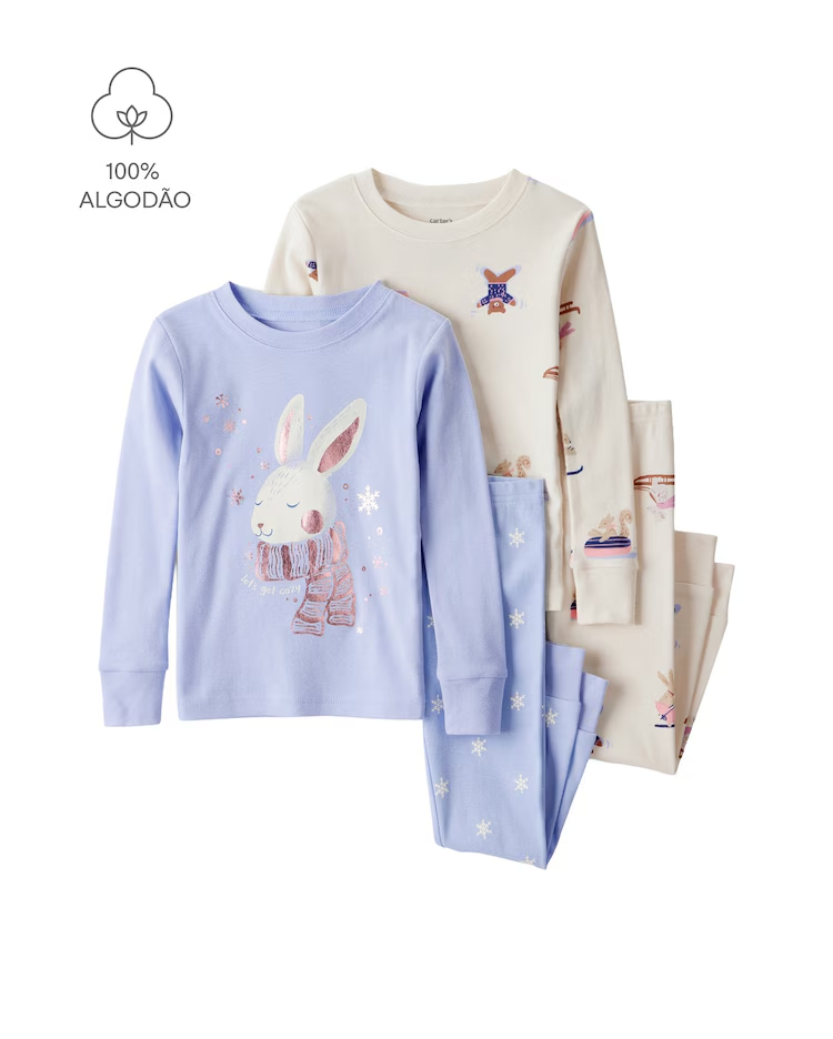 Pijama longo bebê 4 peças animais fofos - multicor | Carter's