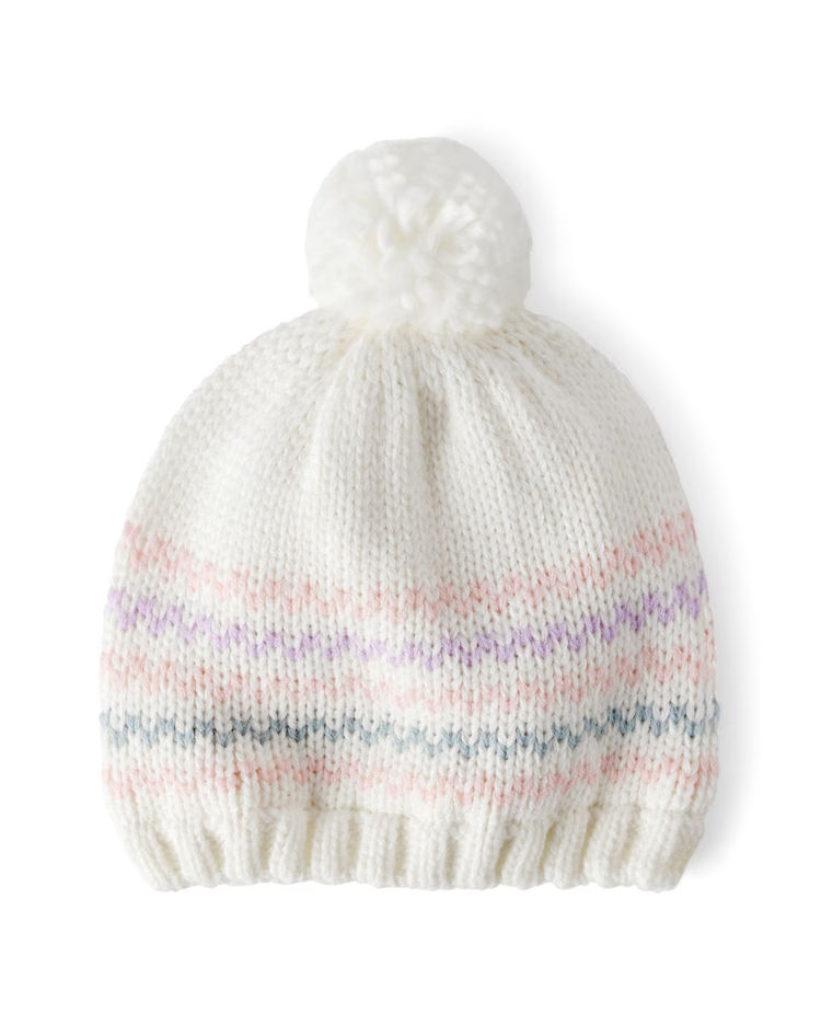 Touca infantil em tricot com pompom - off-white | Carter's